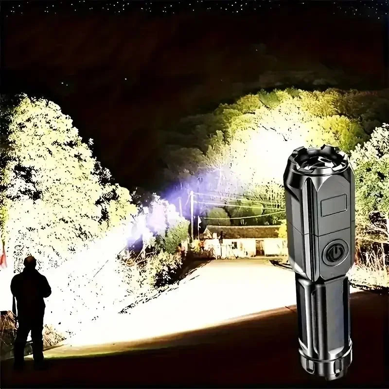 Super Bright Zoomable Flashlight LED Light USB Rechargeable Handheld Torch Waterproof 3 Modes Waterproof for Outdoor Camping