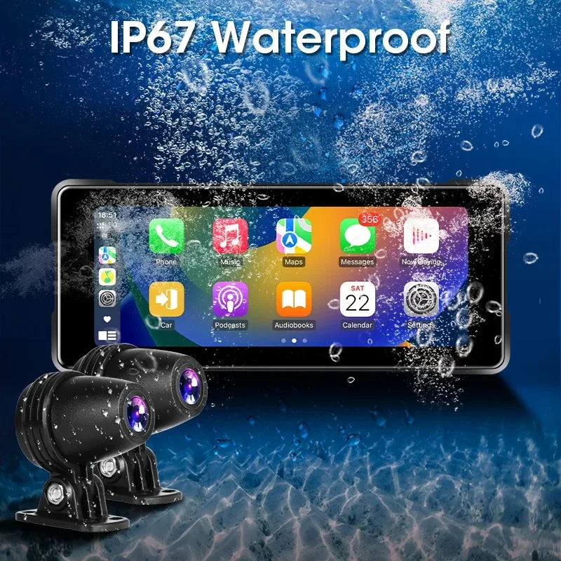 7 Inch Motorcycle Portable Navigation GPS Wireless Apple Carplay Android Auto IPX7 Waterproof Motorcycle BT Touch Screen Display