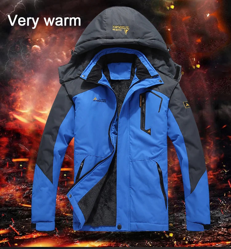 TRVLWEGO Men Jacket Hiking Camping Waterproof Fleece Thermal Coat For Outdoor Trekking Mountain Travel On Foot Skiing Clothing