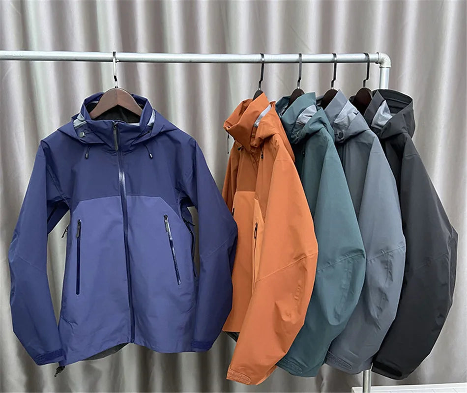 Outdoor Hard Shell Jacket Waterproof Breathable Hood High-quality Windbreaker Hiking Mountain Camping Fashion Pro Outdoor Top