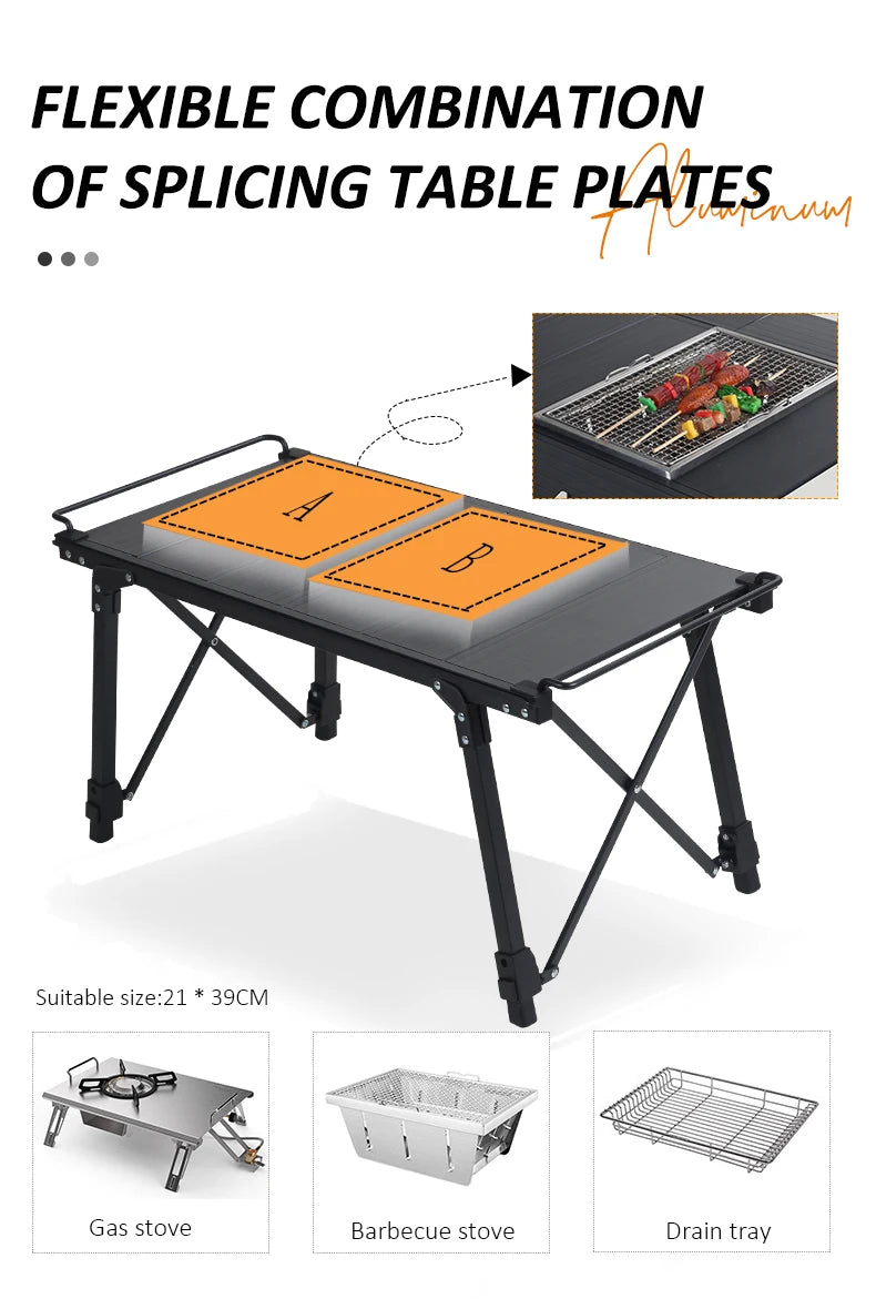 Aluminum IGT Table, Foldable And Expandable, For outdoor activities , Camping,Patio, Hiking, BBQ