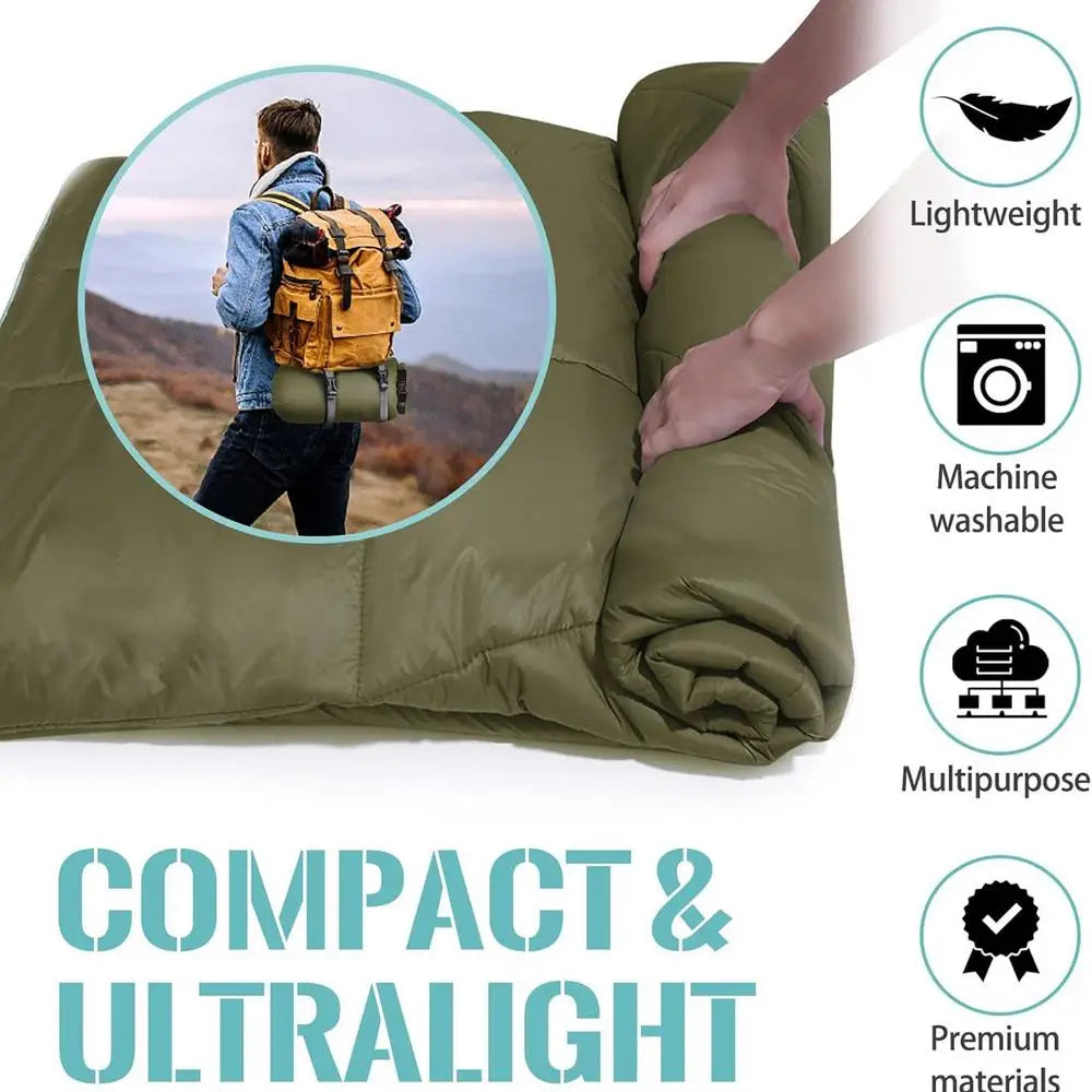 Winter Down Camping Quilt Indoor Outdoor Camping Blanket Packable Camping Quilt Portable Thermal Down Blanket For Travel Hiking