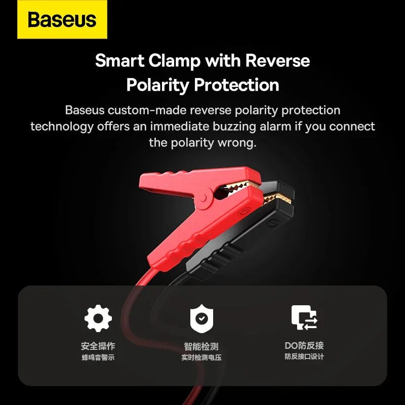 Baseus Car Jump Starter Booster 1600A Peak Current 16000mAh PD 65W Fast Charging Power Bank Portable Power Station for 12V Car