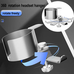 Desk Cup Holder Metal Under Desk Headphone Hanger Anti-Spill Rotating Cup Holder Clamp on Table Chair Coffee Mugs Bottles Rack