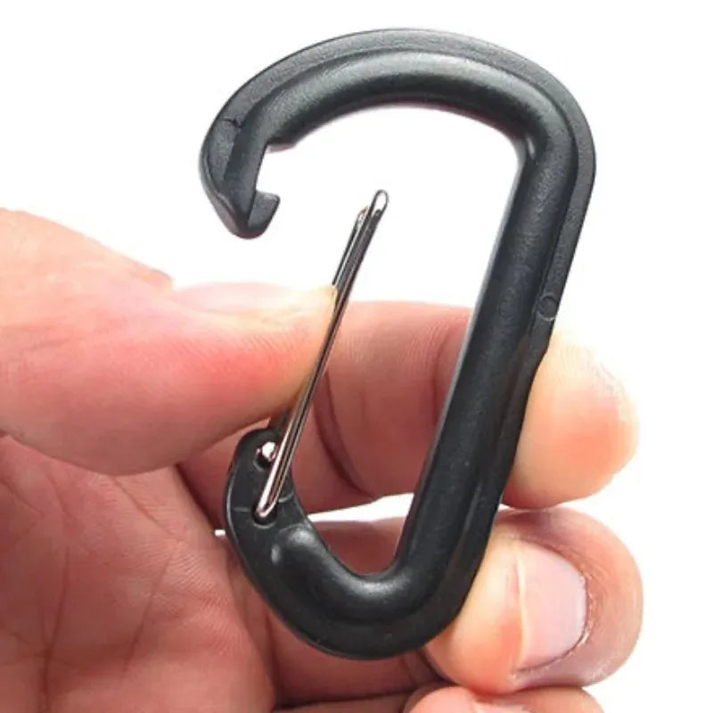 5/10/20pcs D Shape Plastic Carabiner D-Ring Key Chain Spring Hook Backpack Molle Carabiner Clasp Outdoor Camping Tool 56*35mm