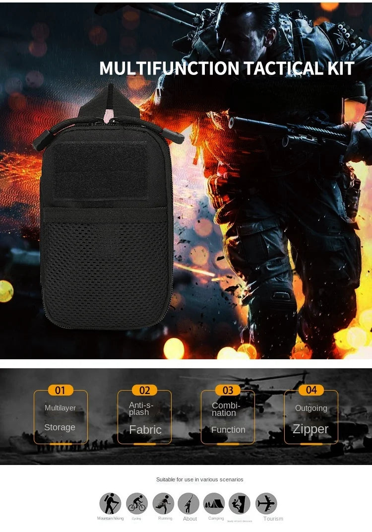 Outdoor Tactical First Aid Kit Small EMT Medical Bag MOLLE Accessory Hunting Camping Hiking CS Phone Bag (17X11X2CM)