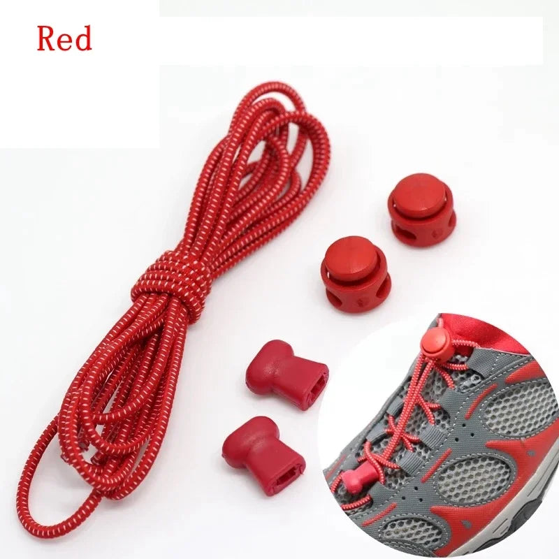 1 Pair 22 Colors Elastic Hiking Shoelaces Round Locking No Tie Shoe Laces Kids Adult Quick Lazy Laces Rubber Sneakers Shoelace