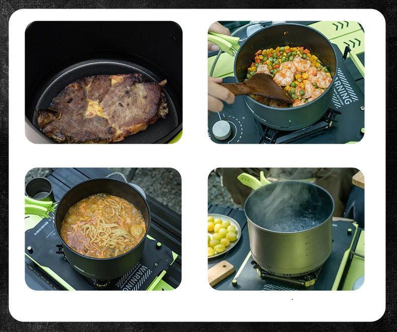 ALOCS Camping Pot Cookware Compact Mess Non-stick Aluminium Alloy For Outdoor Backpacking Travel Picnic Hiking