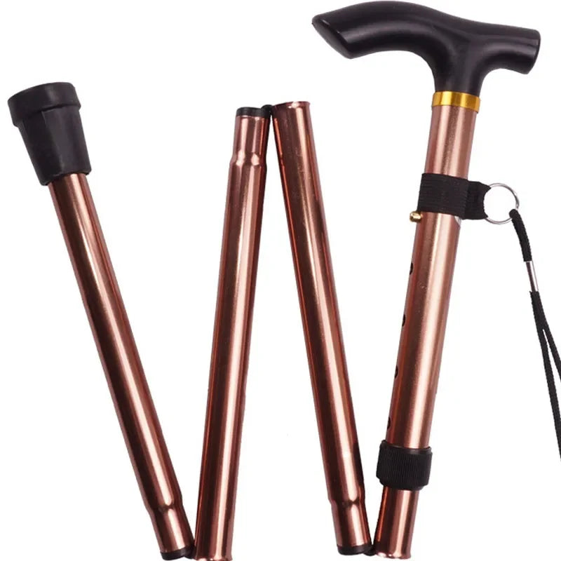 Multifunction Walking Stick Trekking Poles Telescopic Fold Crutches Hiking Stick Crutch Elderly Metal Stick Walking Cane Outdoor