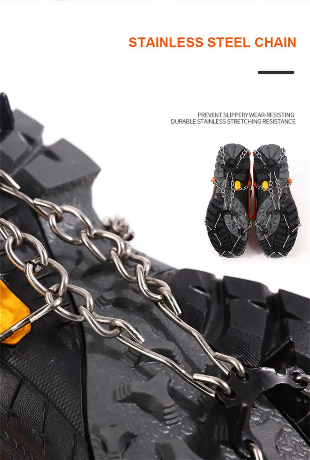 10 Teeth Ice Gripper Spike For Shoes Anti Slip Hiking Climbing Snow Spikes Crampons Cleats Chain Claws Grips Boots Cover