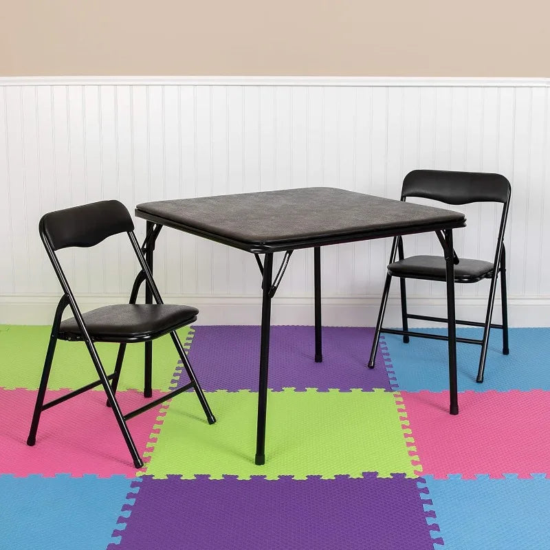 3-piece folding square table and chair set for backyard and camping, kids activity table and chair set