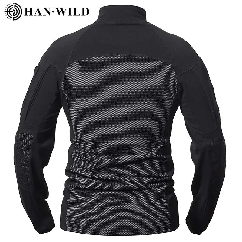 HAN WILD Tactical Shirt Men Clothing Elasticity Hunting Shirts Combat Shirt Camo Softair Climbing Shirt Hiking Camping Clothing