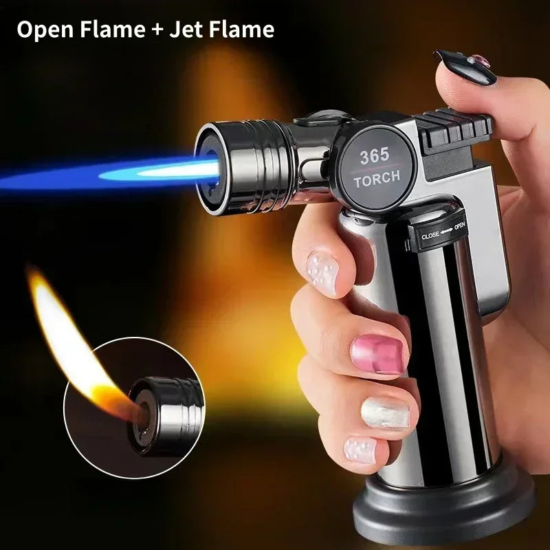 New Metal Double Flame Cigar Lighter Windproof Butane Gas Lighter Outdoor Camping Kitchen Barbecue Torch Lighter