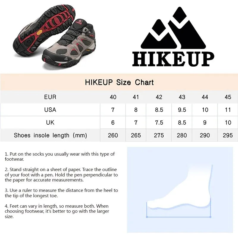 HIKEUP Men Shoes Breathable Splashproof Outdoor Hiking Shoes Mountain Climbing Sport Men Hunting Trekking Sneaker