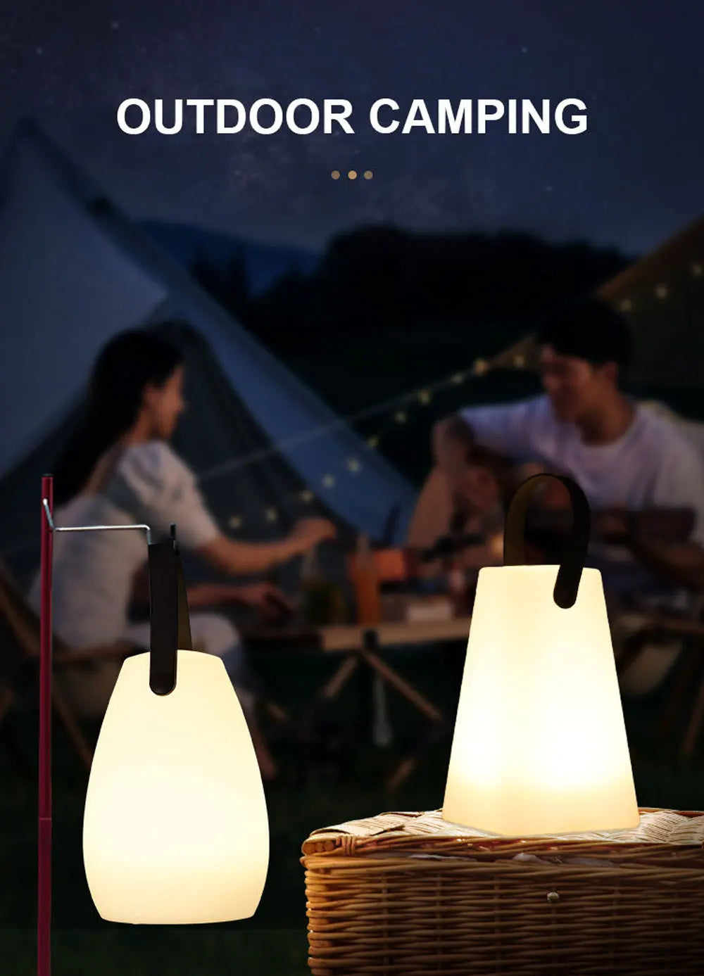 Outdoor Waterproof Cordless Table Lamp Smart Remote Control RGB LED Camping Lamp Usb Charging Portable Lamp Room Decoration