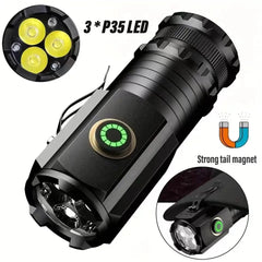 3 F350 LED Mini  Flashlight Powerful Type-C Rechargeable 18350 Battery Torch SST20 2000LM Lamp with Tail Magnet Tactical Lantern