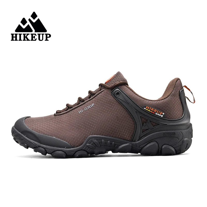 HIKEUP New Hiking Shoes Elevated Insoles Wear-resistant Outdoor Sport Men Shoes Lace-Up Men's Climbing Trekking Hunting Sneakers