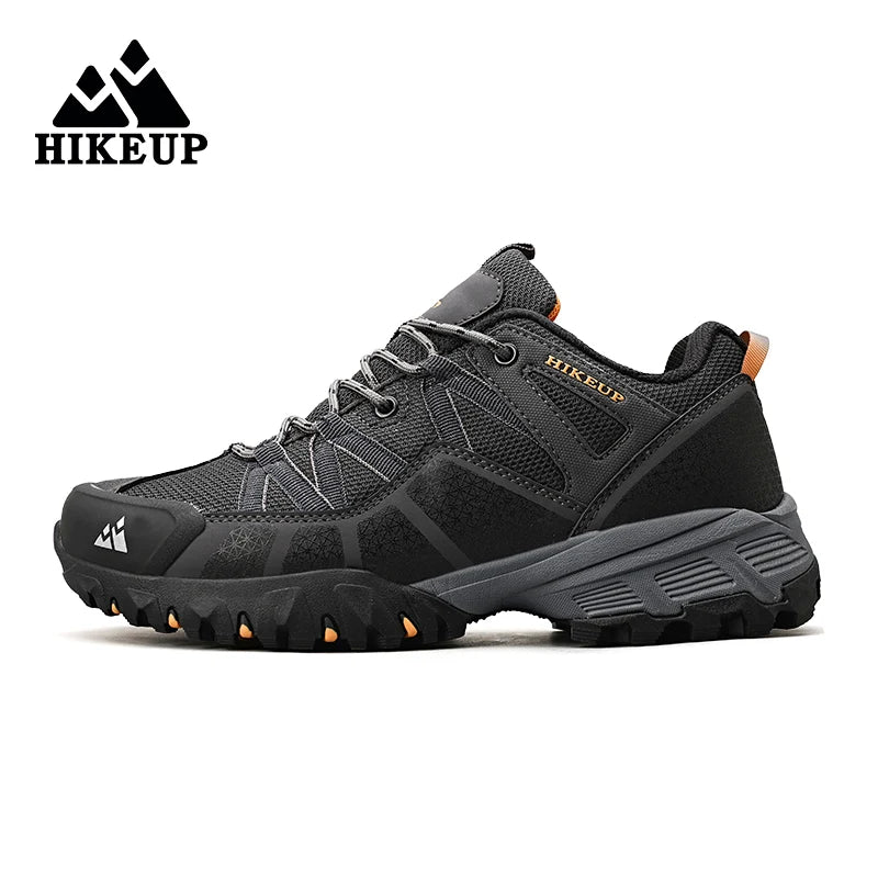 HIKEUP Men Hiking Shoes Mesh Fabric Climbing Shoes Outdoor Trekking Sneakers For Men Rubber Sole Factory Outlet