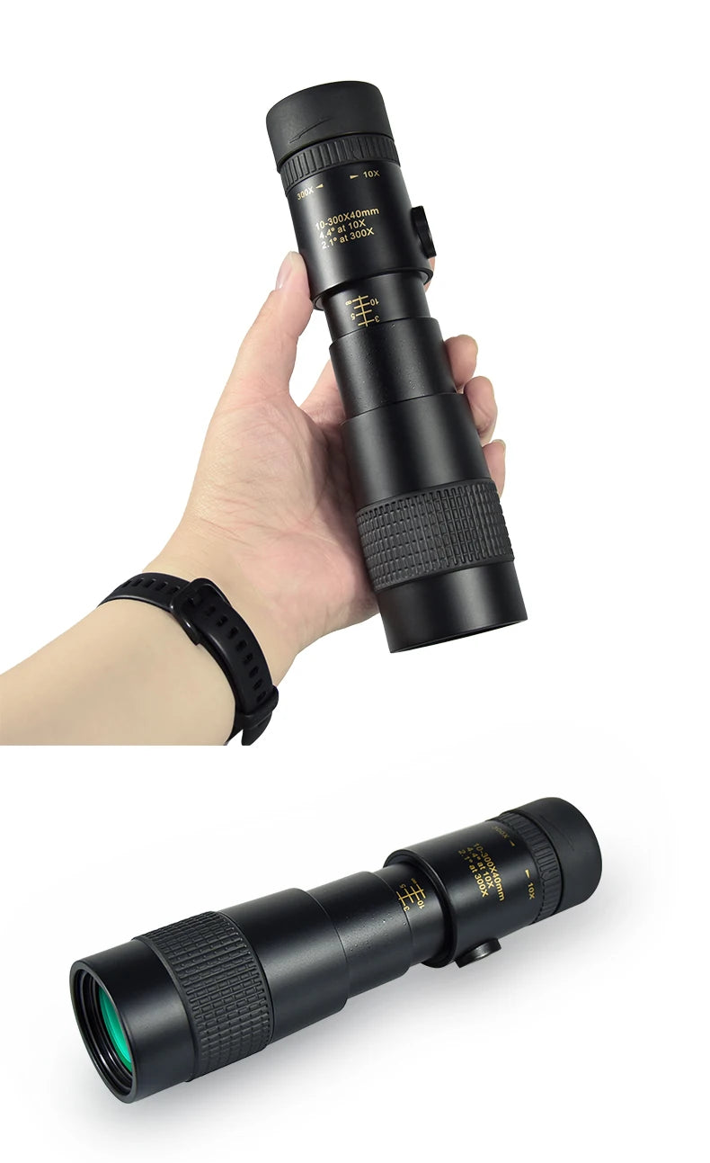 Zoom Monocular Telescope  High Power 10-300x40mm HD Upgrade Portable with Tripod&Phone Holder for Bird Watching Hunting Camping