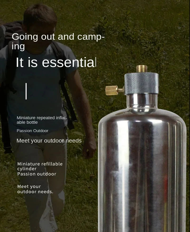 Outdoor Camping Stainless Steel Gas Bottle Inflatable Circulating Gas Tank Refill Adapter Portable Gas Stove Picnic Camping Fuel