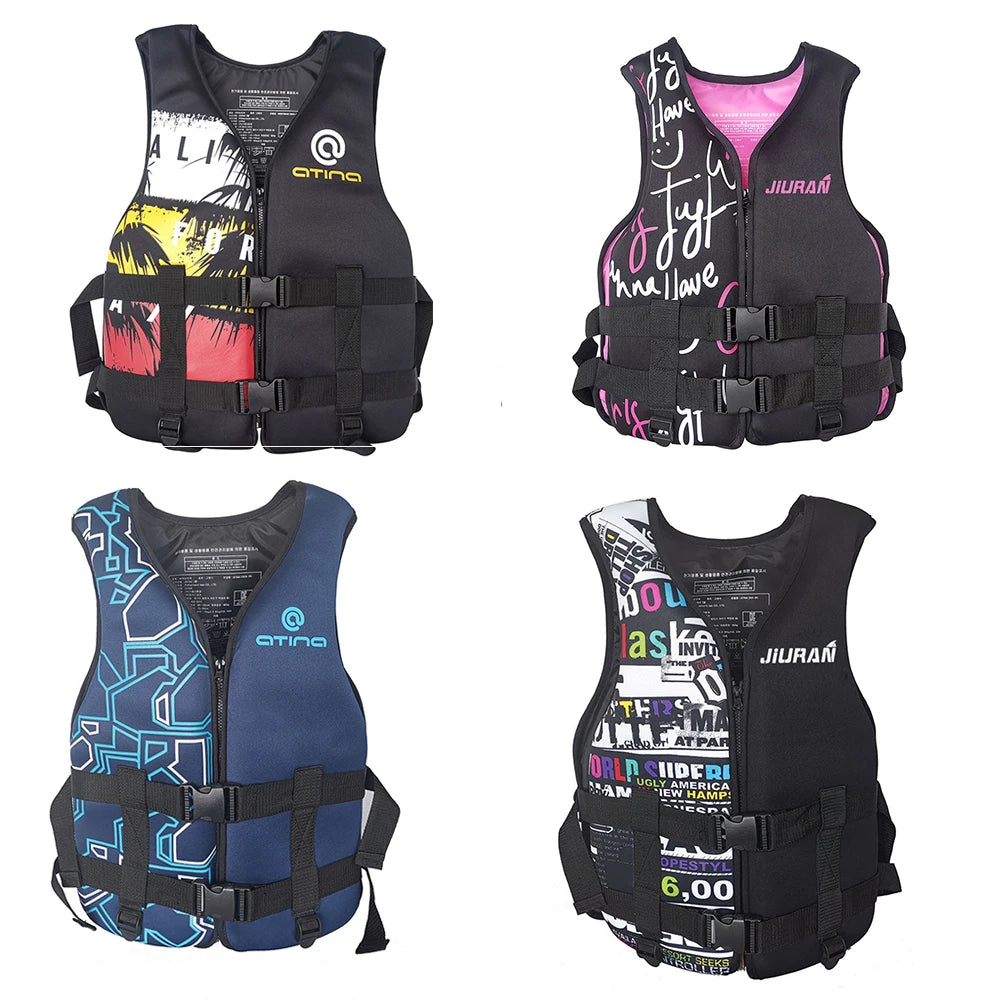 Life Jacket Neoprene Buoyancy Swimming Drifiting Boating Kayaking Vest for Adult Youth Men Women Water Sports Kayak Life Vest