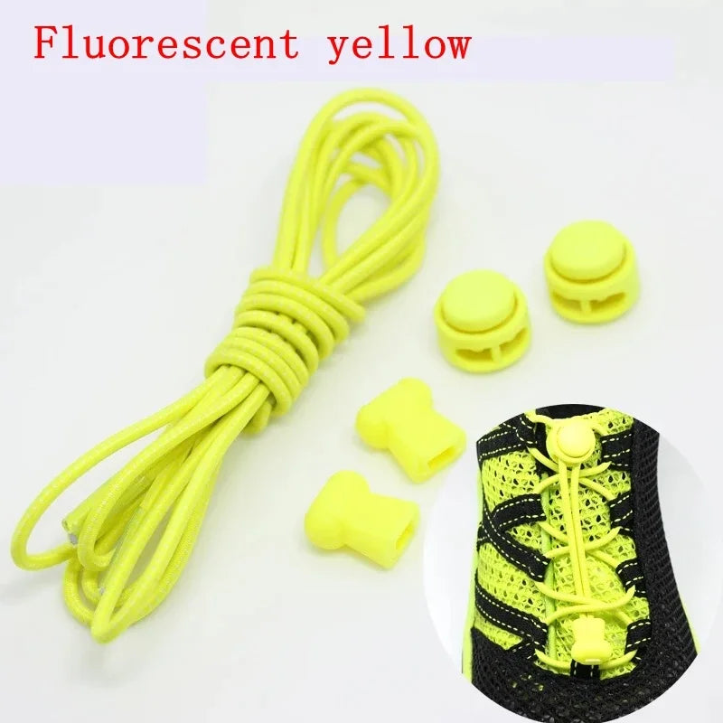 1 Pair 22 Colors Elastic Hiking Shoelaces Round Locking No Tie Shoe Laces Kids Adult Quick Lazy Laces Rubber Sneakers Shoelace