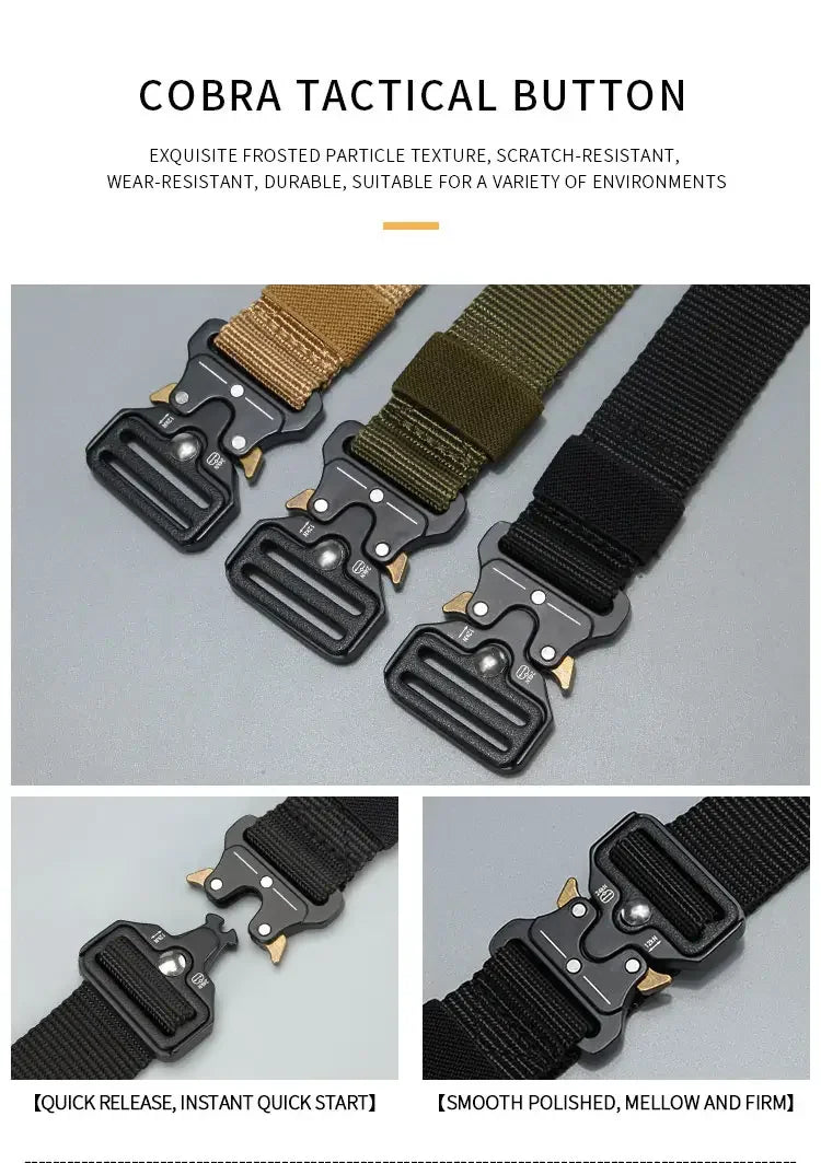 Men's new tactical high weight and wear-resistant alloy buckle nylon waist belt outdoor belt work clothes canvas elastic belt