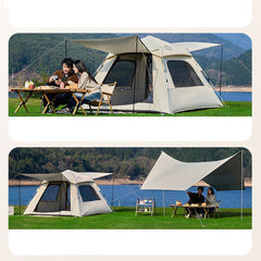 2-in-1 Portable Folding Camping Tent and Canopy with Thick UV-Protective Black Coating