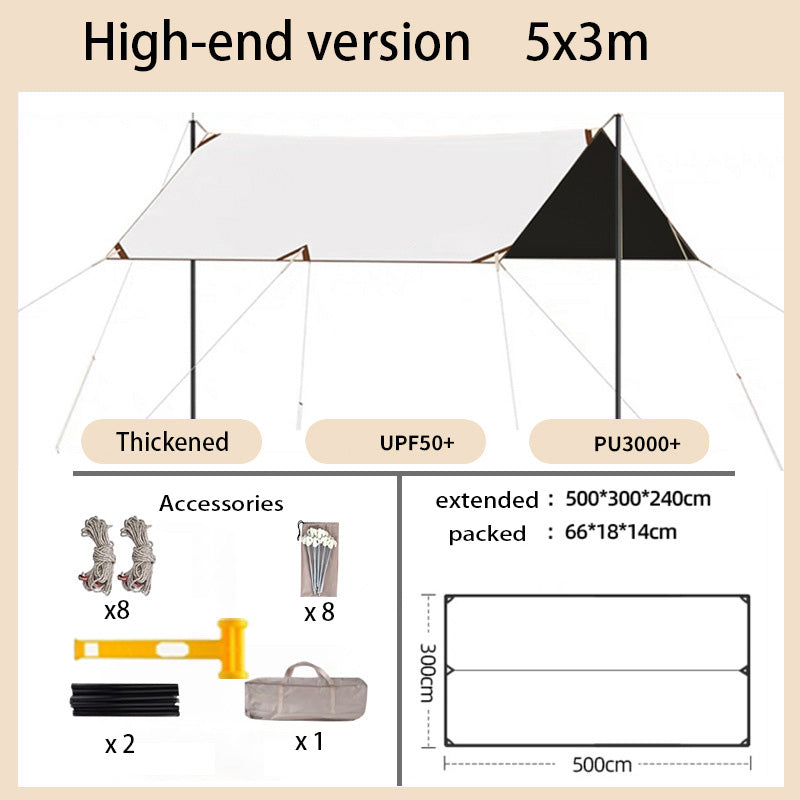 Portable Black-Coated Sunshade Canopy – UV-Protected Camping Gear