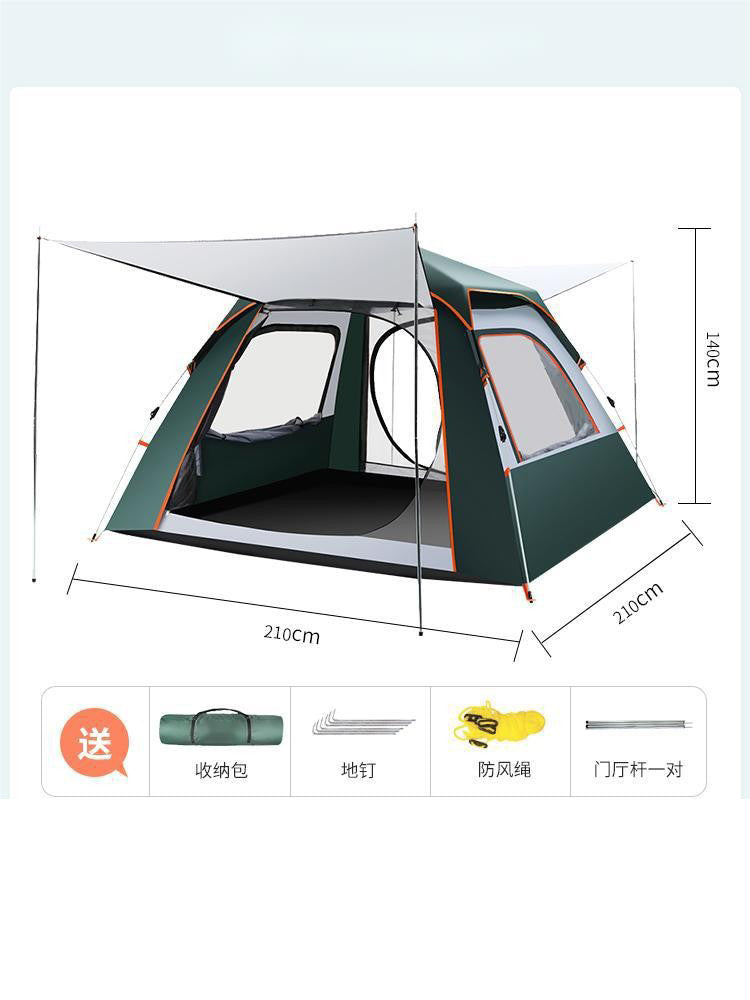 2-in-1 Portable Folding Camping Tent and Canopy with Thick UV-Protective Black Coating