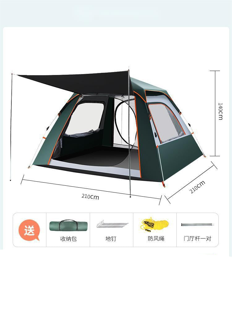 2-in-1 Portable Folding Camping Tent and Canopy with Thick UV-Protective Black Coating