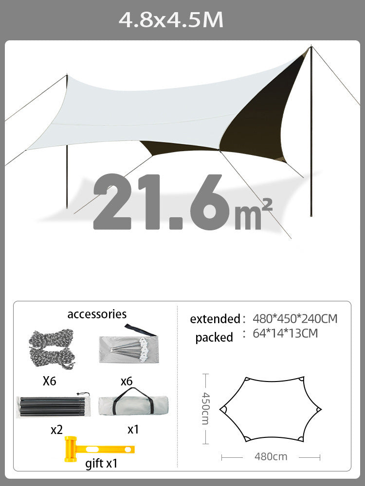 Portable Black-Coated Sunshade Canopy – UV-Protected Camping Gear