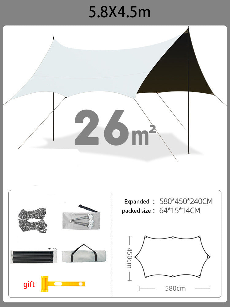 Portable Black-Coated Sunshade Canopy – UV-Protected Camping Gear